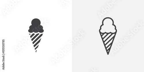 Ice Cream icon vector icon set in black and white color.