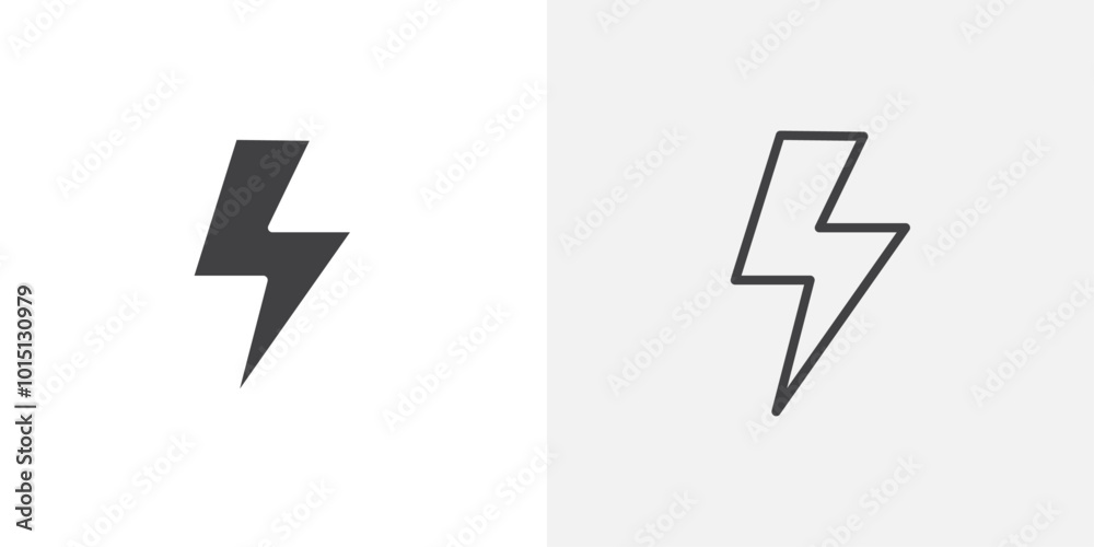 Fototapeta premium Lightning bolt icon vector icon set in black and white color.