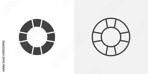 Life buoy icon vector icon set in black and white color.