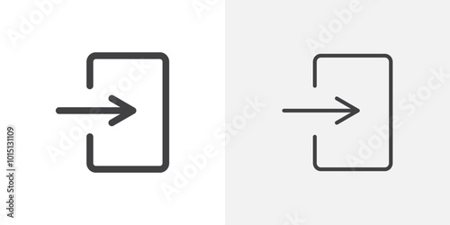Log in icon vector icon set in black and white color.