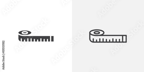 Meter tape icon vector icon set in black and white color.