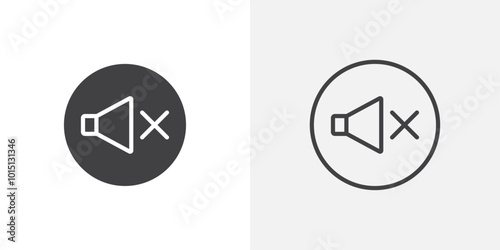 Mute icon vector icon set in black and white color.