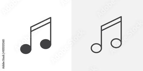 Music icon vector icon set in black and white color.