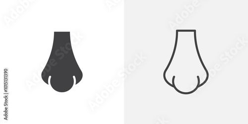 Nose icon vector icon set in black and white color.
