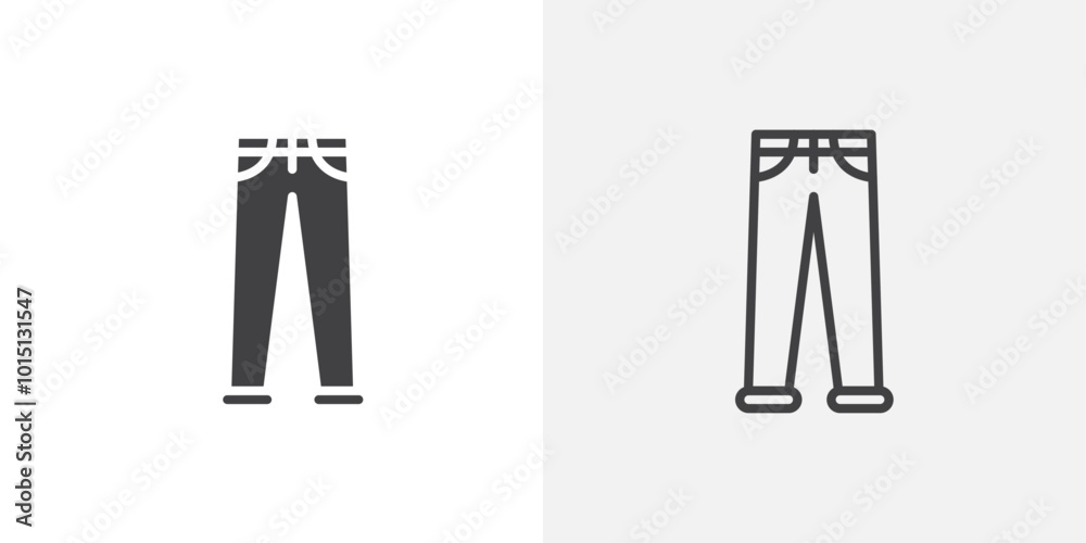 Pants icon vector icon set in black and white color. Pants icon vector icon set in black and white color.