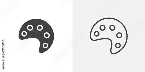 Palette icon vector icon set in black and white color.