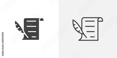 Quill icon vector icon set in black and white color.