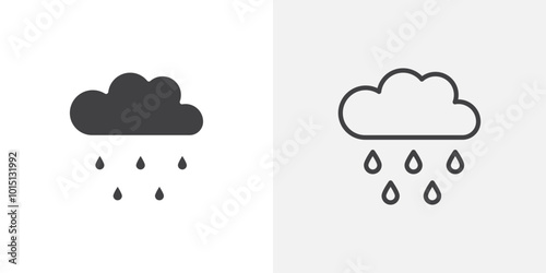 Rain icon vector icon set in black and white color.