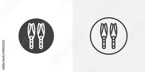 Scuba diving icon vector icon set in black and white color.