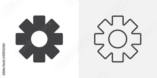 Settings button icon vector icon set in black and white color.