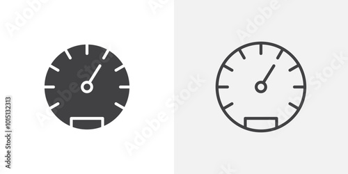 Speedometer icon vector icon set in black and white color.