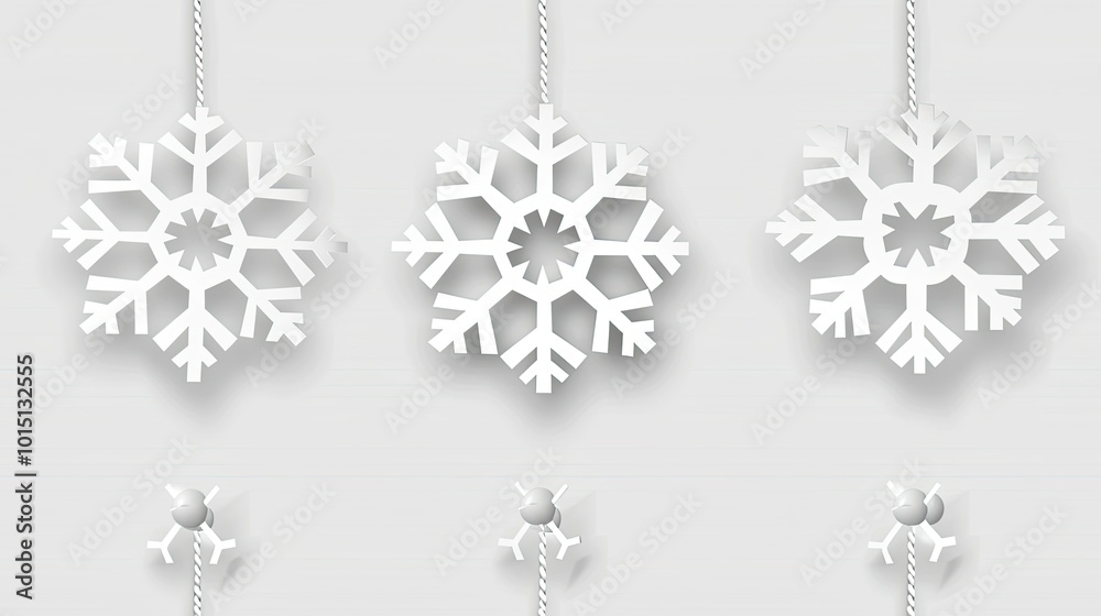 Snowflake garland, white snowflakes on a string Snowflake garland, white snowflakes on a string