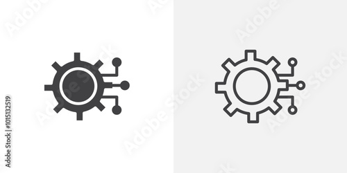 Technology icon vector icon set in black and white color.