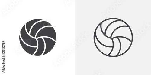 Volley ball icon vector icon set in black and white color.