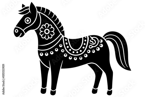 Swedish Dala Horse Silhouette Vector Illustration Cultural Design