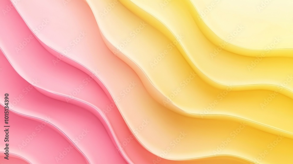 Modern Wave Ribbon in Yellow and Pink Gradient Background for Trendy Fashion Design Modern Wave Ribbon in Yellow and Pink Gradient Background for Trendy Fashion Design
