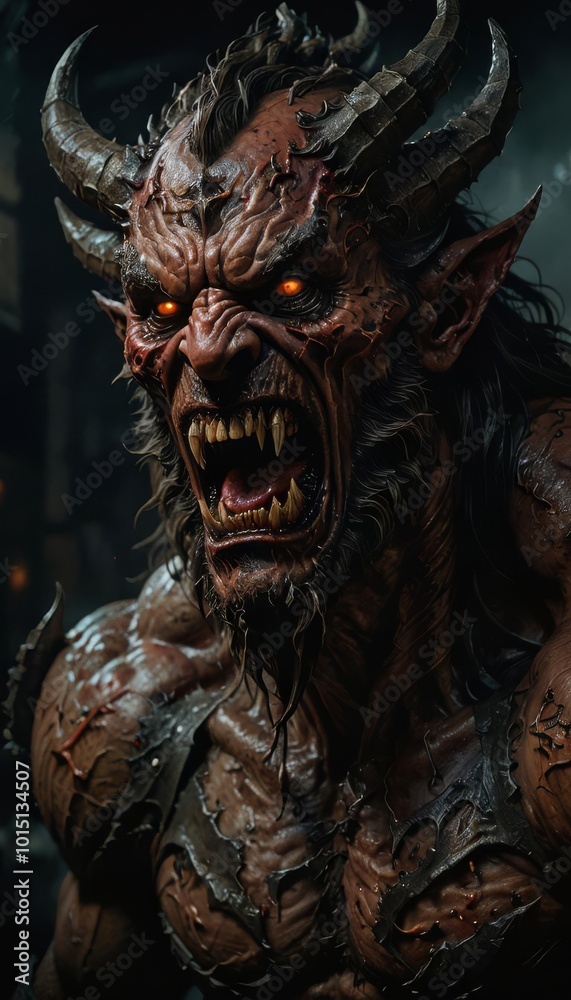 Naklejka premium Demons are among us. Evil begins with the devil who came out of hell.