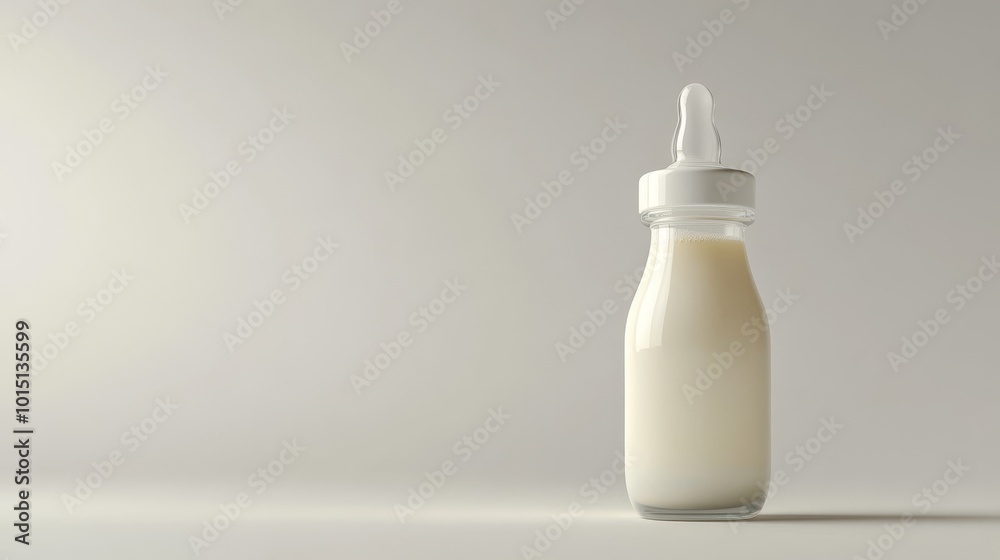 Simple Baby Bottle with Milk in Soft Lighting Simple Baby Bottle with Milk in Soft Lighting