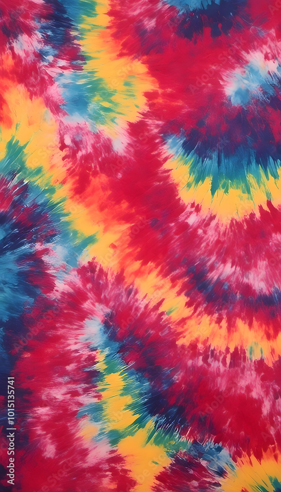 Vibrant tie-dye pattern with red, blue, yellow, and purple colors. Vibrant tie-dye pattern with red, blue, yellow, and purple colors.
