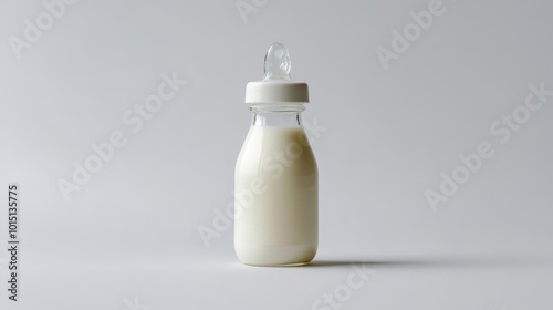 Cute Baby Bottle Filled with Fresh Milk