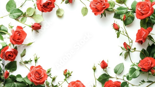 Elegant Red Roses Framing a White Background