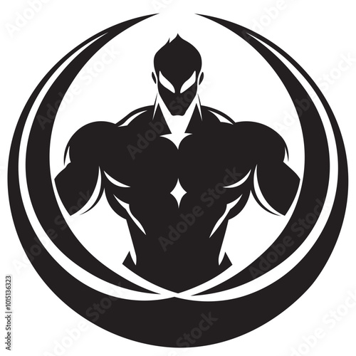 Body Builder Super Hero Badge Logo