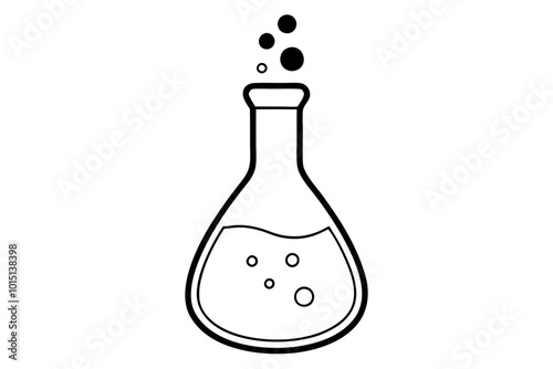 Bubbles in a chemical flask | vector silhouette illustration on white background