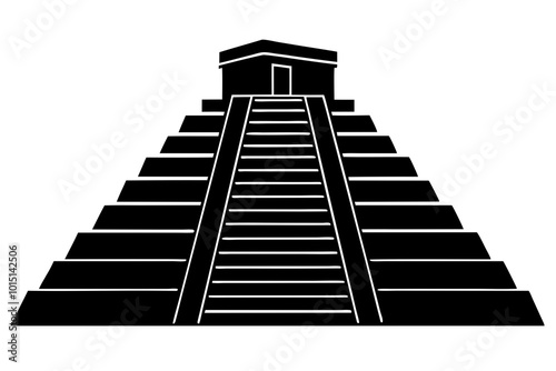  Majestic Mayan Pyramid Silhouette Vector Illustration for Cultural Design