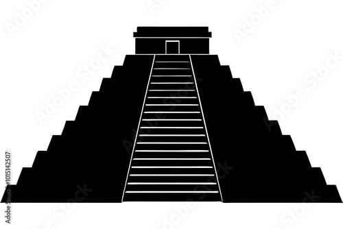  Majestic Mayan Pyramid Silhouette Vector Illustration for Cultural Design