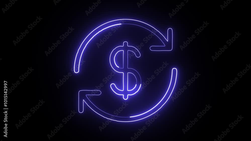 Glowing Neon Dollar Icon Isolated on Black Background. HD Video Motion Graphic Animation. Glowing Neon Dollar Icon Isolated on Black Background. HD Video Motion Graphic Animation.