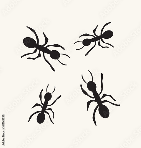 Illustration of ants on a beige background.