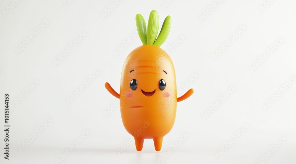 Cute 3d render carrot cartoon style on white background