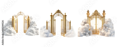 Majestic Golden Gates Surrounded by Clouds