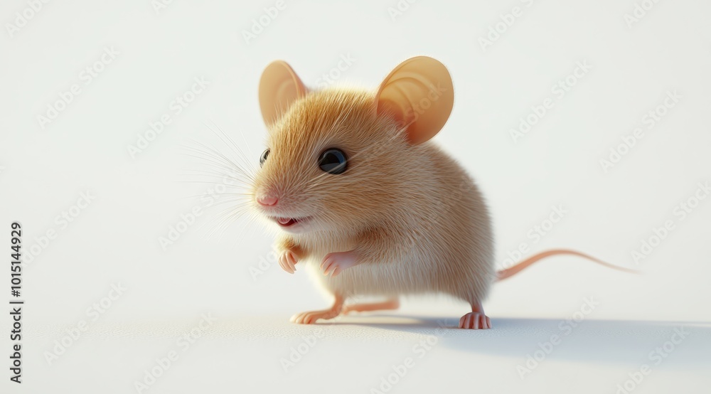Cute 3d render mouse cartoon style on white background Cute 3d render mouse cartoon style on white background