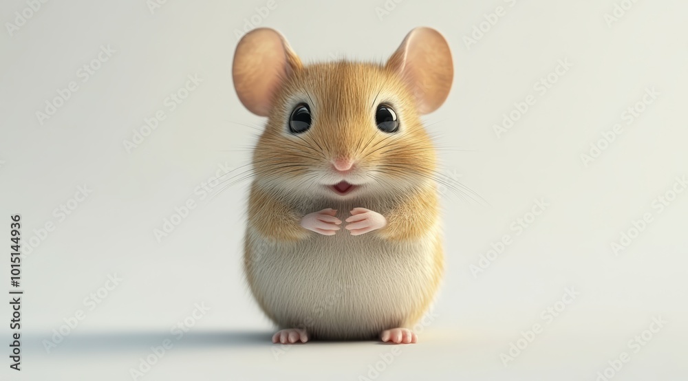 Cute 3d render mouse cartoon style on white background Cute 3d render mouse cartoon style on white background