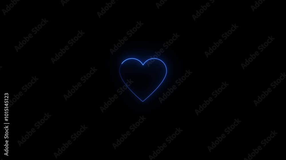 Neon Light Heart Icon on Black Background.Glowing neon love symbol abstract. Neon line love sign animated.Heart in neon style. Neon sign on the wall, bar, shop.Valentine's Day template. Love.