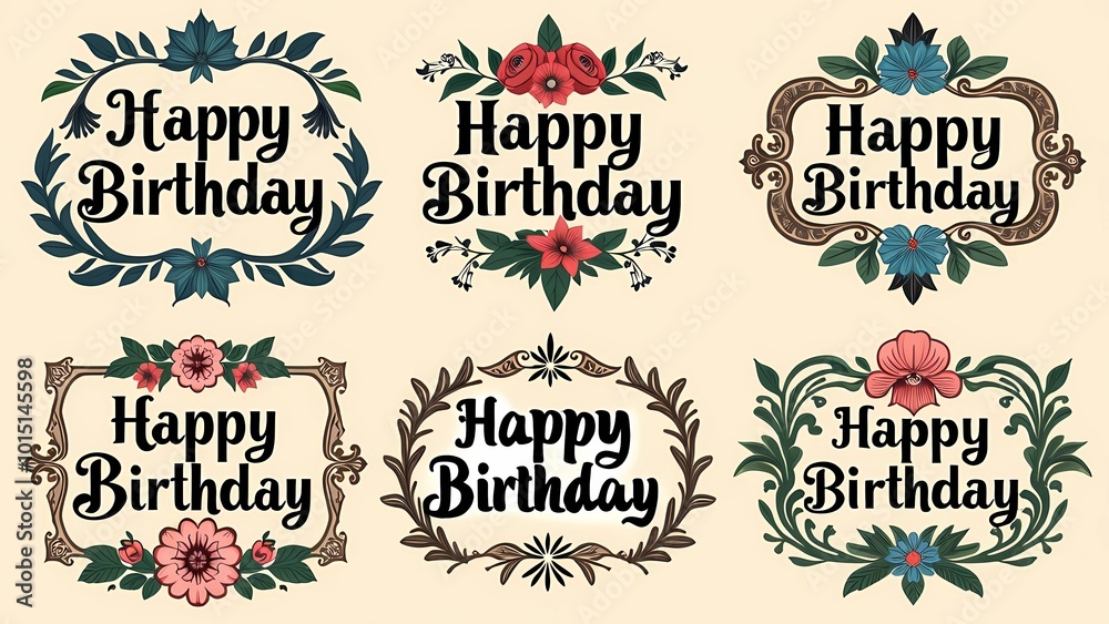 A delightful set of birthday greeting cards, filled with colorful artwork and heartfelt birthday messages, generative ai A delightful set of birthday greeting cards, filled with colorful artwork and heartfelt birthday messages, generative ai