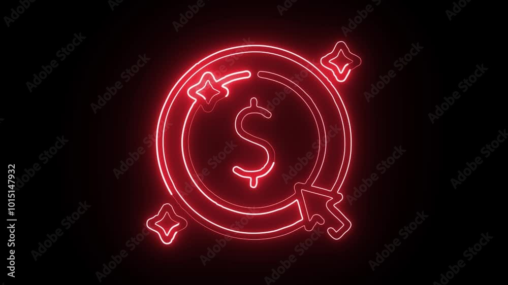 Glowing Neon Pay Per Click Icon Isolated on Black Background. HD Video Motion Graphic Animation. Glowing Neon Pay Per Click Icon Isolated on Black Background. HD Video Motion Graphic Animation.