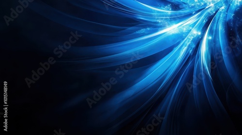 Abstract blue swirl design, dark background, dynamic motion effect.