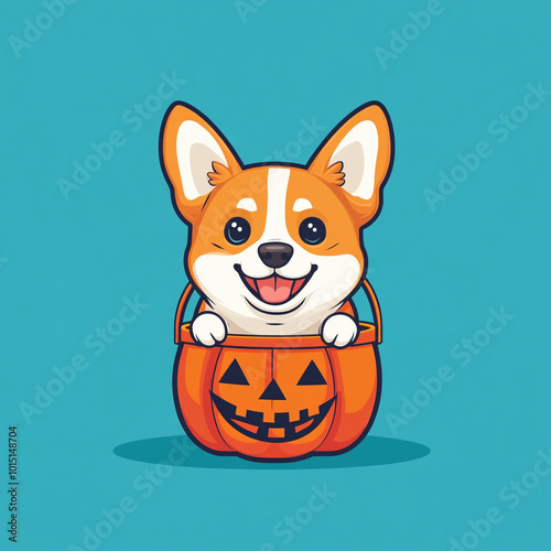 vector illustration corgi puppy in halloween