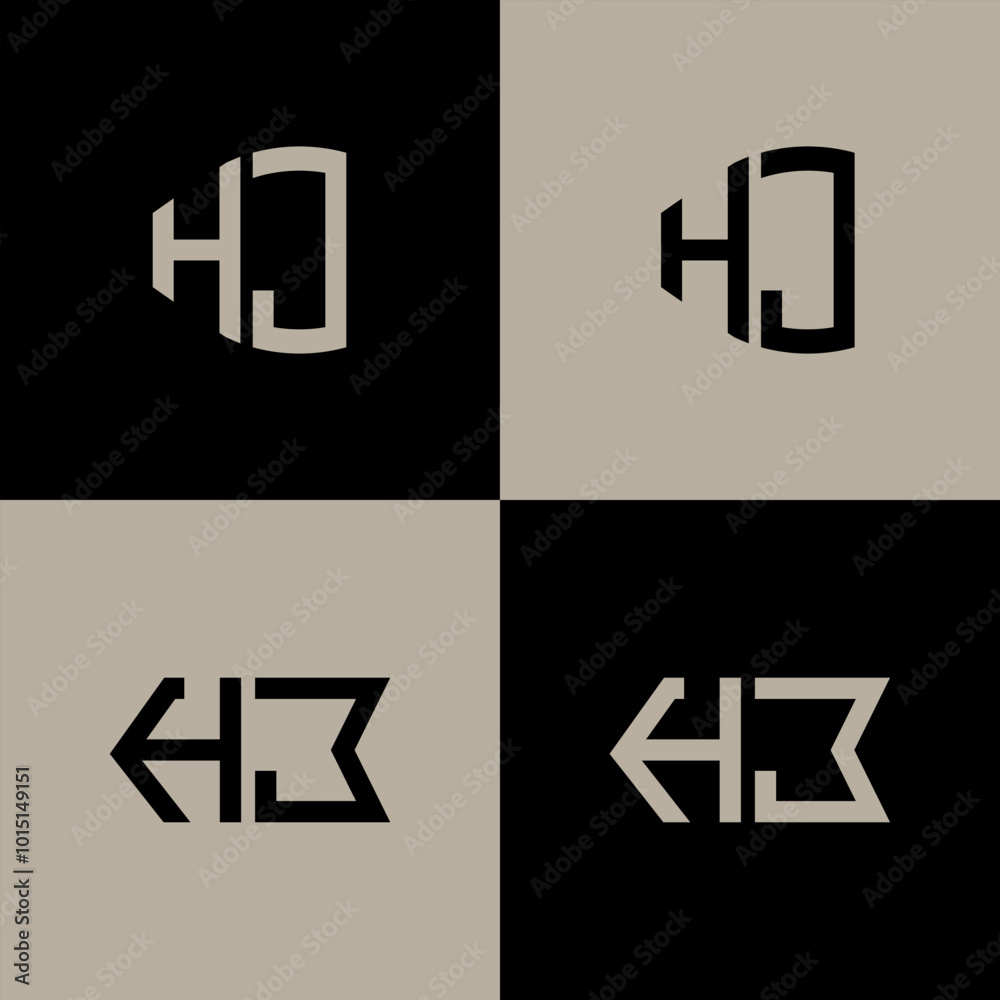 HJ polygon, circle, hexagon, flat and simple letter logo set in one artboard. HJ minimalist and classic logo. HJ polygon, circle, hexagon, flat and simple letter logo set in one artboard. HJ minimalist and classic logo.