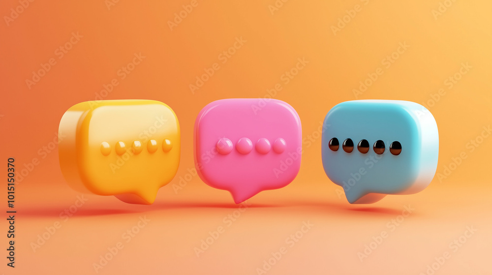 Trendy cartoon group chat icons in vibrant colors on a modern orange background Trendy cartoon group chat icons in vibrant colors on a modern orange background