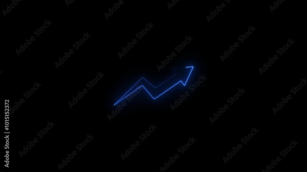 Abstract neon arrow icon illustration.abstract glowing neon business graph icon on a dark background.
