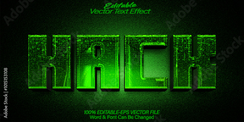 Hack Vector Text Effect Editable Alphabet Hacker Green Cyber Virus Network Internet