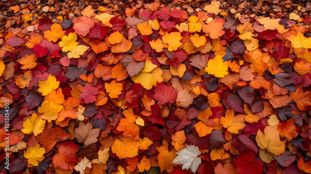 Forest with Leaves in Shades of Red, Orange, and Yellow | Vibrant Autumn Landscape Showcasing Nature’s Fall Foliage