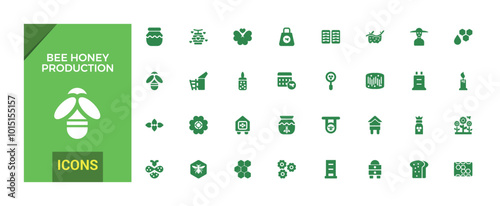 Honey and beekeeping solid icons set, Bee, beehive, honeycomb, honey, spoons and more, Filled icon collection, Editable symbol for web and ui, Pixel perfect.