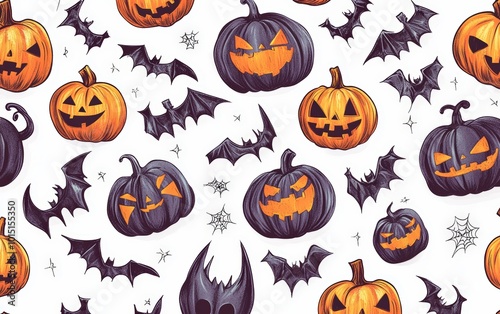 halloween pattern isolated stock photo on white background