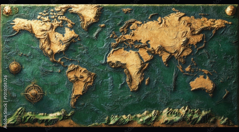 Naklejka premium map of the world textured 