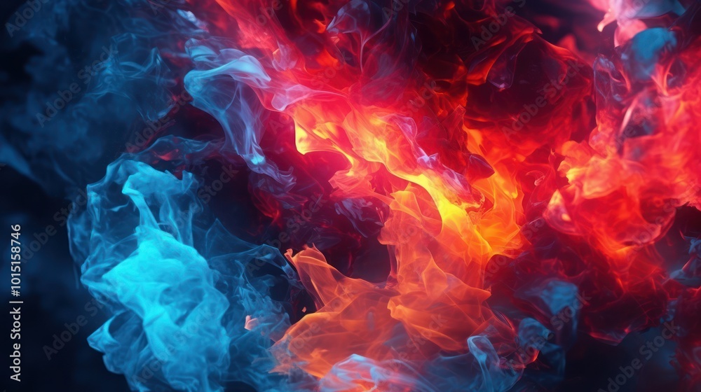 Abstract swirling blue and orange smoke on a black background. Abstract swirling blue and orange smoke on a black background.
