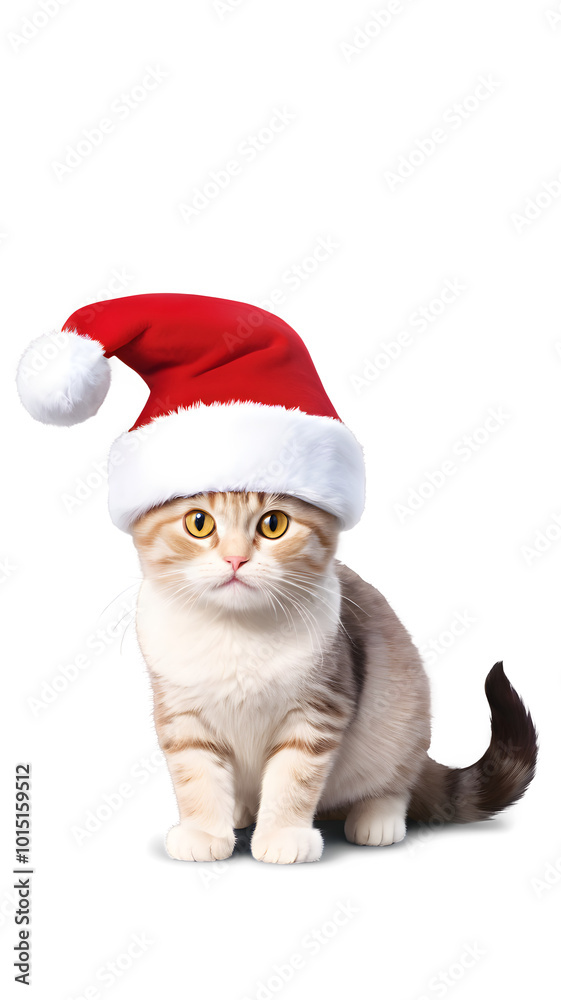 cat in santa claus hat isolated cat in santa claus hat isolated